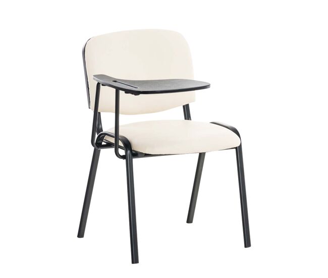 Silla conferencia ken con mesa plegable simil cuero crema 71x53x81 cm