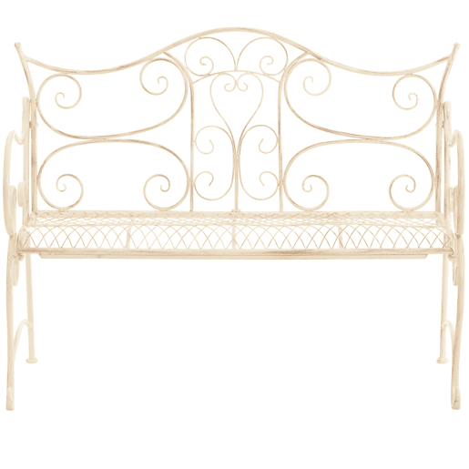 Banco de jardín Tara Metal Crema antiguo 47X113X89 cm