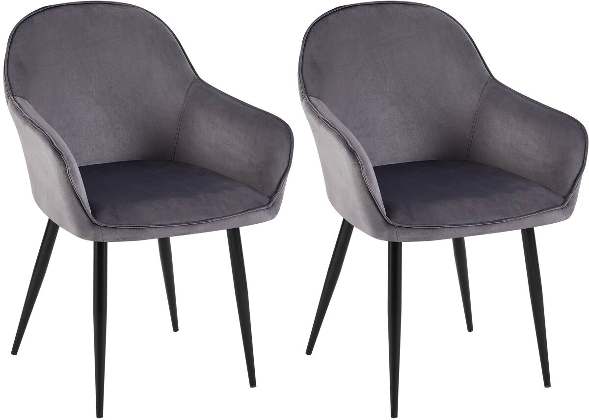Set de 2 sillas de comedor boise en terciopelo gris oscuro 60x60x84 cm