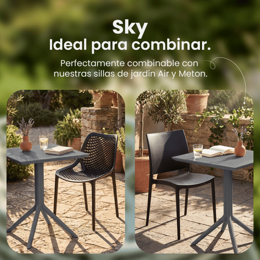 Mesa plegable Sky Plástico Gris oscuro 60X60X74 cm