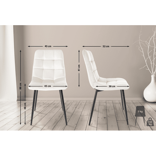 Silla de comedor Tilde Terciopelo Blanco crema 55X45X84 cm