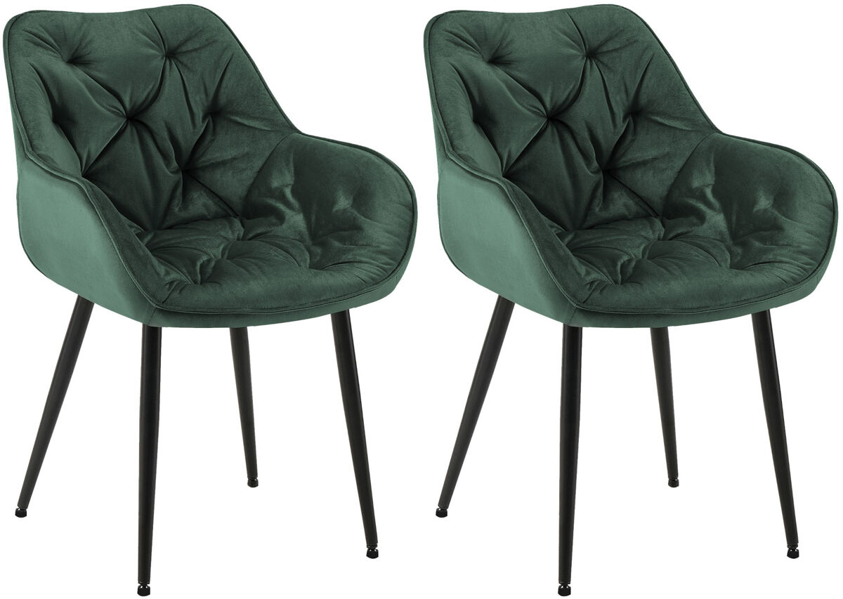 Set de 2 sillas de comedor tanna en terciopelo verde 62x58x83 cm
