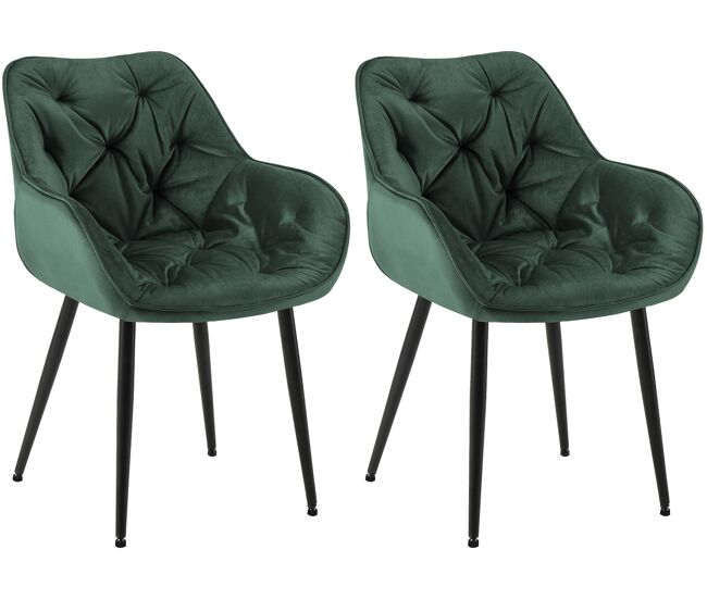 Set de 2 sillas de comedor tanna en terciopelo verde 62x58x83 cm