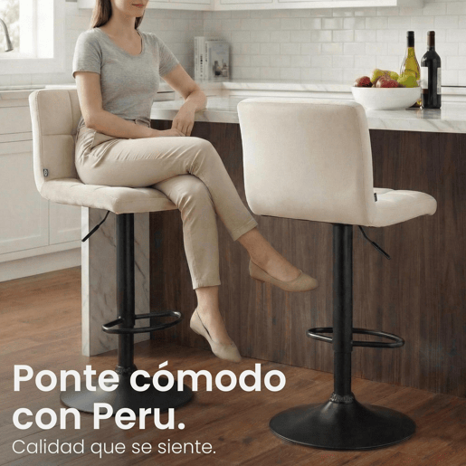Taburete de Bar Peru Terciopelo Crema 47X46X94 cm
