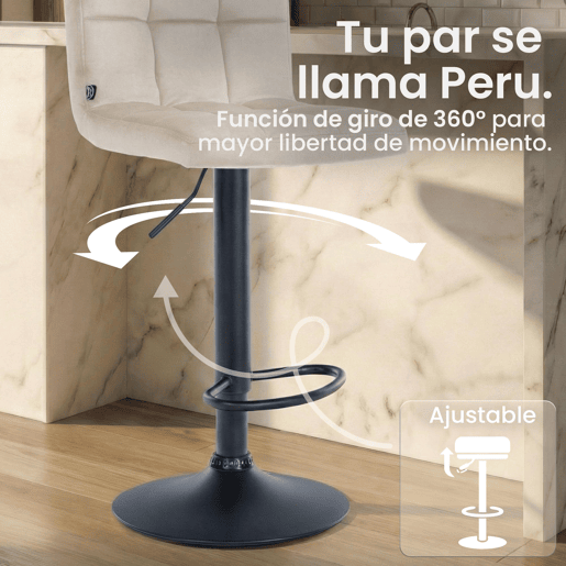 Taburete de Bar Peru Terciopelo Crema 47X46X94 cm