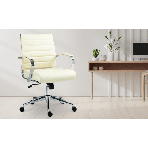 Silla de oficina Oakland Cuero auténtico Crema 62X57X90 cm