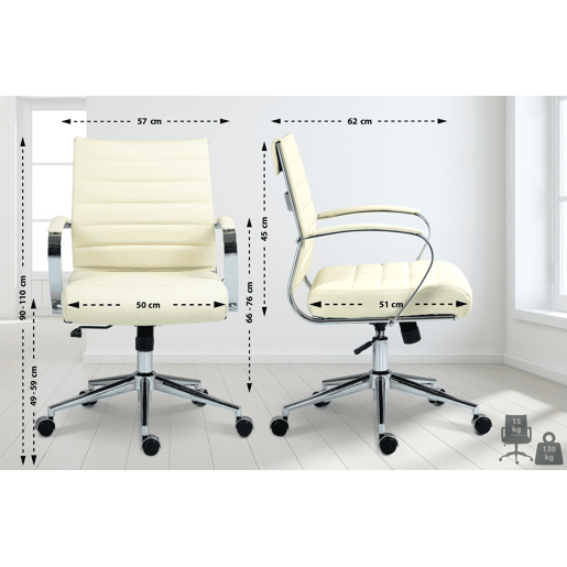 Silla de oficina Oakland Cuero auténtico Crema 62X57X90 cm