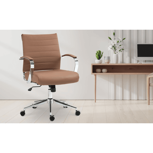 Silla de oficina Oakland Cuero auténtico Marrón claro 62X57X90 cm