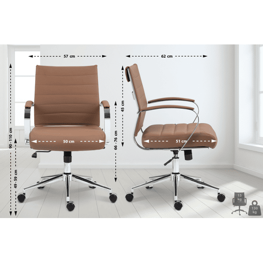 Silla de oficina Oakland Cuero auténtico Marrón claro 62X57X90 cm