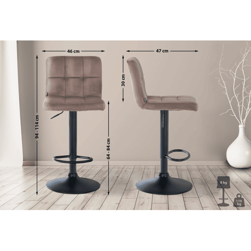 Taburete de Bar Peru Terciopelo Marrón 47X46X94 cm