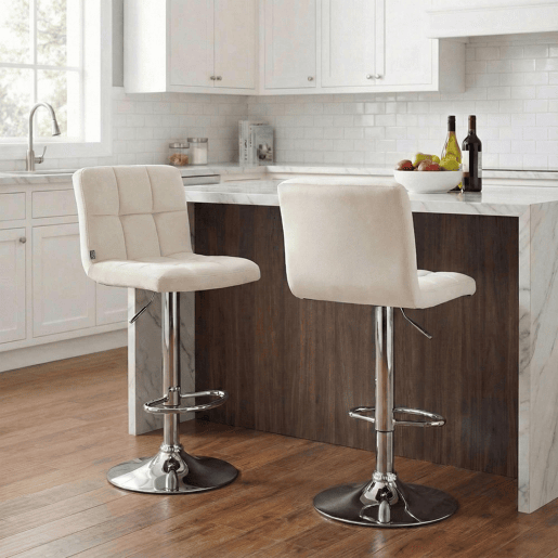 Taburete de Bar Peru Terciopelo Crema 47X46X94 cm