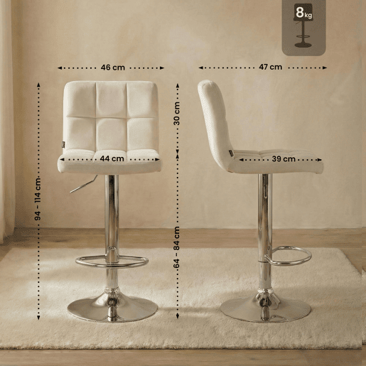 Taburete de Bar Peru Terciopelo Crema 47X46X94 cm