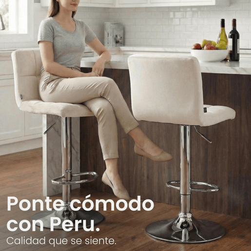 Taburete de Bar Peru Terciopelo Crema 47X46X94 cm