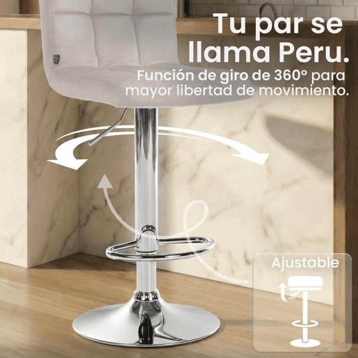 Taburete de Bar Peru Terciopelo Crema 47X46X94 cm