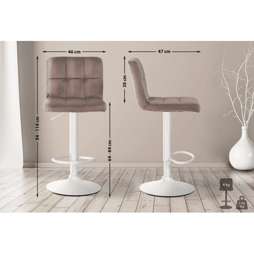 Taburete de Bar Peru Terciopelo Marrón 47X46X94 cm