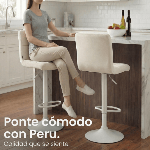 Taburete de Bar Peru Terciopelo Crema 47X46X94 cm