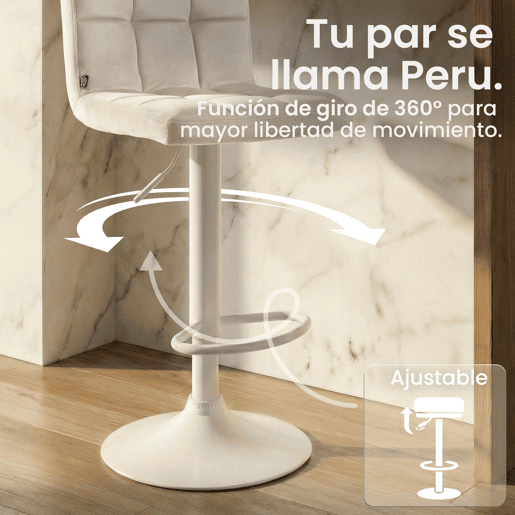 Taburete de Bar Peru Terciopelo Crema 47X46X94 cm