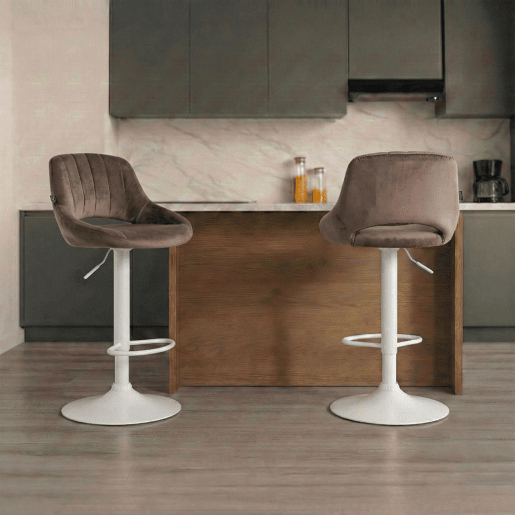 Taburete de bar Milet de terciopelo Marrón 48X47X85 cm