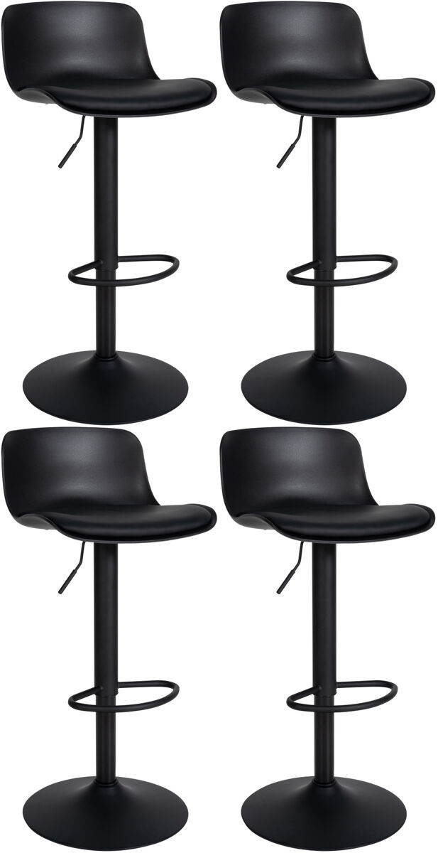 Set de 4 taburetes de bar almada con asiento en polipiel simil cuero negro 46x43.5x75 cm
