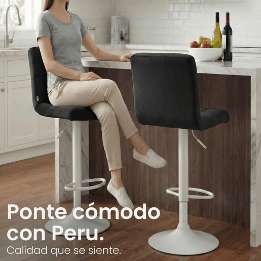 Taburete de Bar Peru Terciopelo Negro 47X46X94 cm