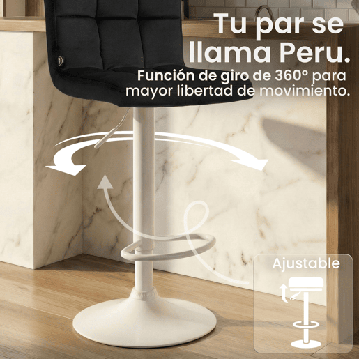 Taburete de Bar Peru Terciopelo Negro 47X46X94 cm