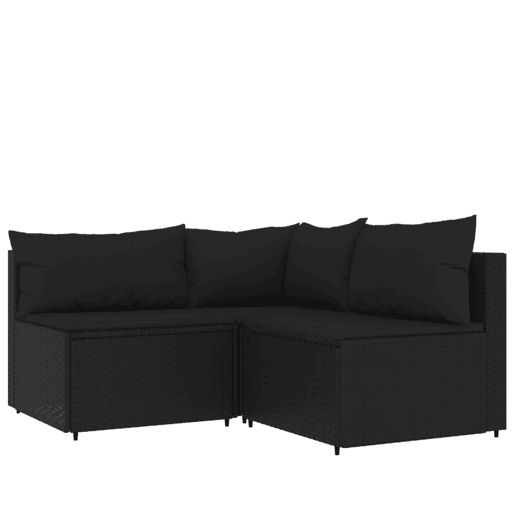 vidaXL 4 pcs conjunto lounge de jardim c almofadões vime PE preto