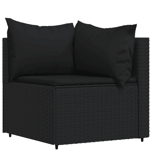 vidaXL 4 pcs conjunto lounge de jardim c almofadões vime PE preto