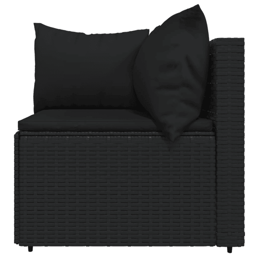 vidaXL 4 pcs conjunto lounge de jardim c almofadões vime PE preto