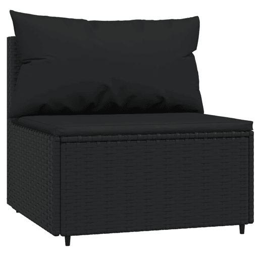 vidaXL 4 pcs conjunto lounge de jardim c almofadões vime PE preto