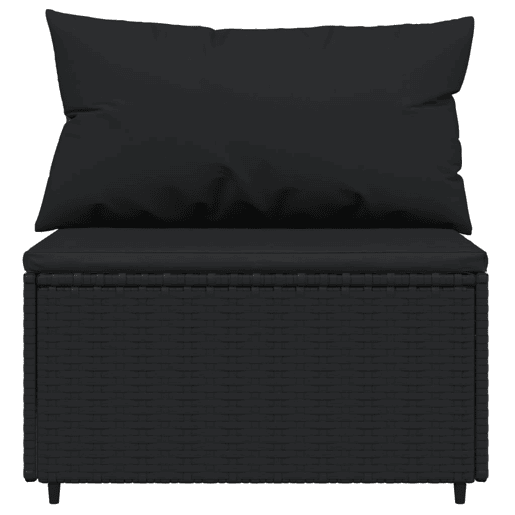 vidaXL 4 pcs conjunto lounge de jardim c almofadões vime PE preto