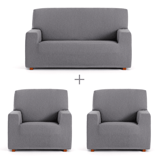 Conjunto de capas para sofá Eysa TROYA Cinzento 70 x 110 x 210 cm 3 Peças