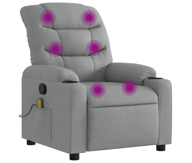 Vidaxl sillón reclinable de masaje de tela gris claro
