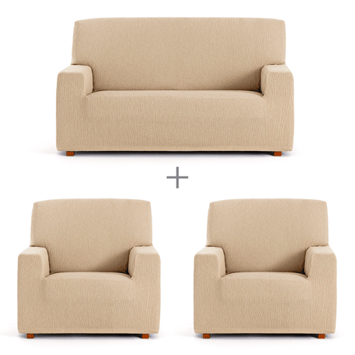 Conjunto de capas para sofá Eysa TROYA Bege 70 x 110 x 210 cm 3 Peças