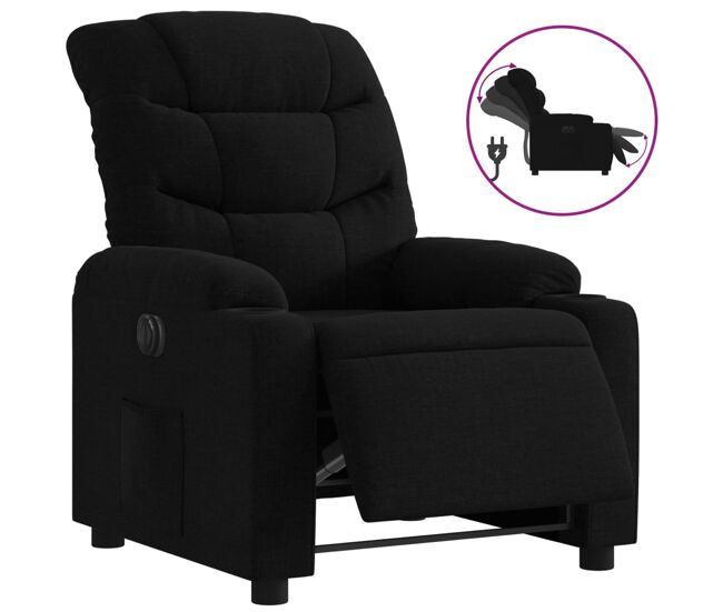 Vidaxl sillón reclinable eléctrico de tela negro