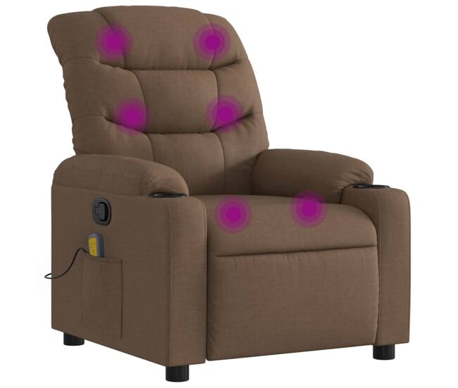 Vidaxl sillón reclinable con masaje de tela marrón