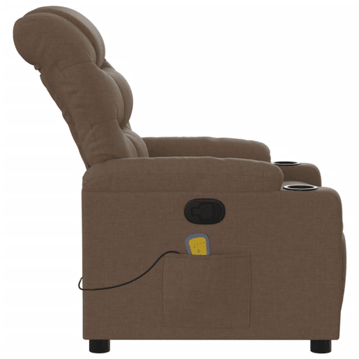 vidaXL Poltrona de massagens reclinável tecido castanho vidaXL Poltrona de massagens reclinável tecido castanho