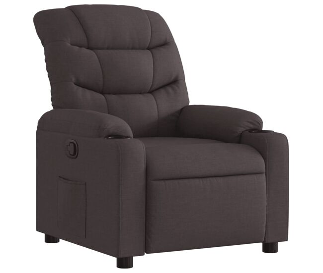 Vidaxl sillón reclinable de tela marrón oscuro