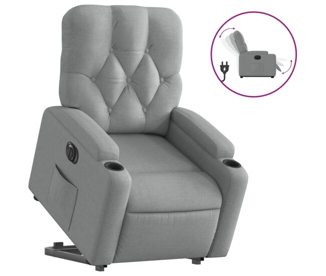 Vidaxl sillón eléctrico reclinable elevable de tela gris claro