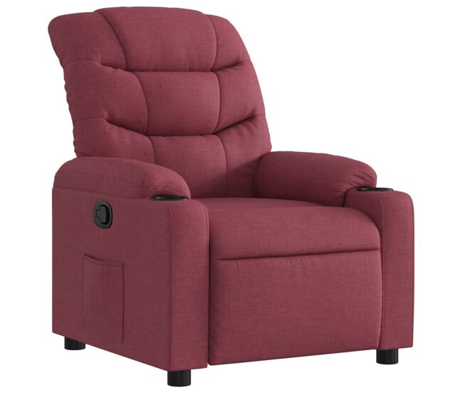 Vidaxl sillón reclinable de tela rojo tinto