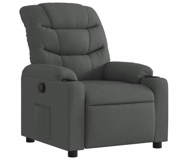 Vidaxl sillón reclinable de tela gris oscuro
