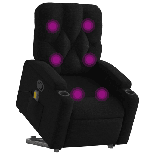 vidaXL Poltrona de massagens reclinável elevatória tecido preto vidaXL Poltrona de massagens reclinável elevatória tecido preto