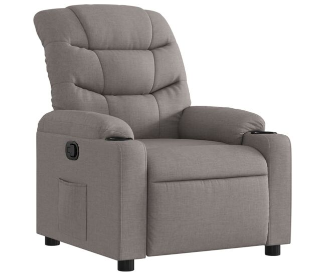 Vidaxl sillón reclinable de tela gris taupe