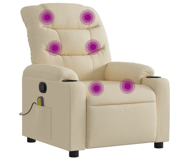 Vidaxl sillón de masaje reclinable de tela crema