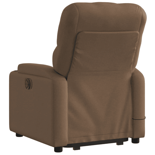 vidaXL Poltrona elétrica elevatória massagens tecido castanho