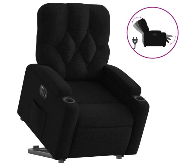 Vidaxl sillón eléctrico reclinable elevable de tela negro