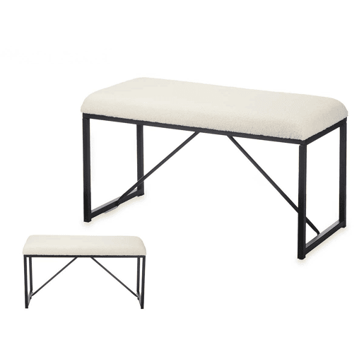 Banco Branco Metal Tecido 81 x 42 x 38 cm