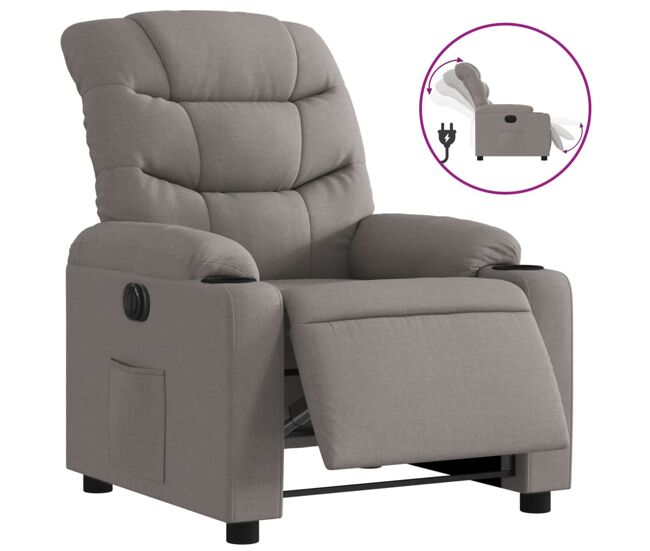 Vidaxl sillón reclinable eléctrico tela gris taupé