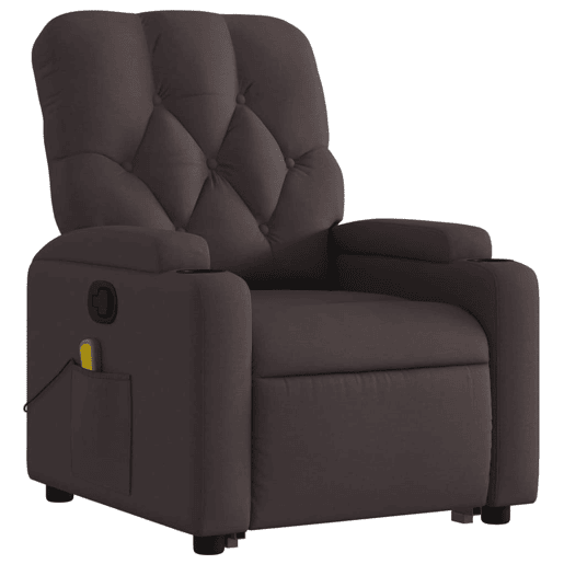 vidaXL Poltrona massagens reclinável elevatória tecido castanho-escuro vidaXL Poltrona massagens reclinável elevatória tecido castanho-escuro