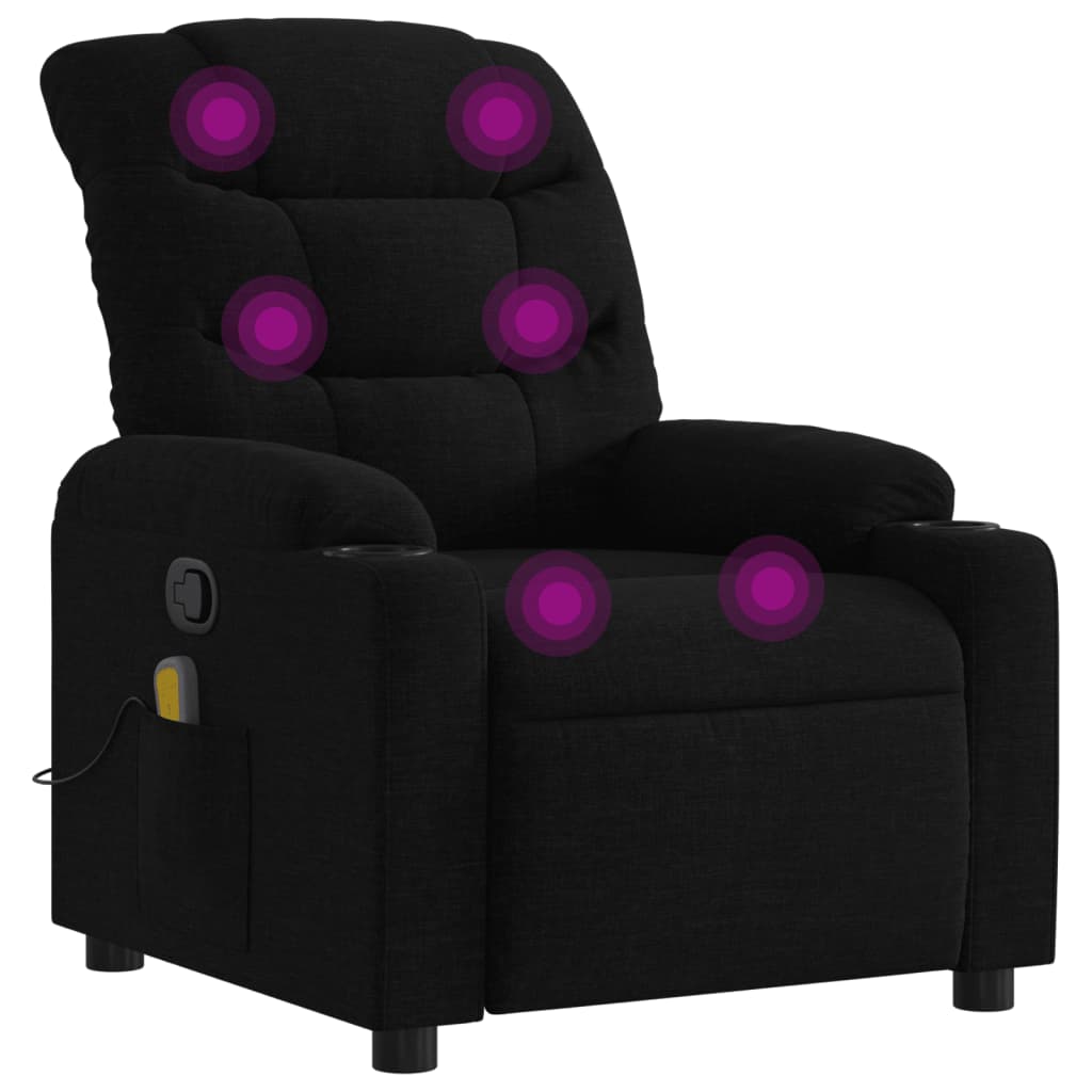 Vidaxl sillón reclinable de masaje de tela negro