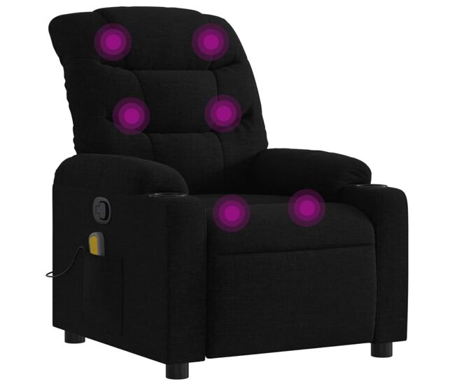 Vidaxl sillón reclinable de masaje de tela negro